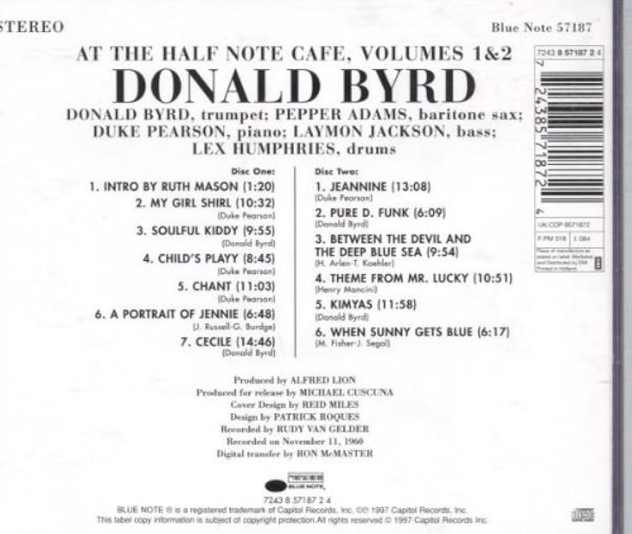 ドナルド・バード・アット・ザ・ハーフ・ノート・カフェ Vol.2 [CD] AT THE HALF NOTE CAFE VOL.2 / ハーフノートのドナルド・バード